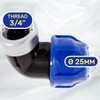 2 Pieces Elbow Adapter Ø 25 mm x 3/4″ with
