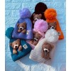 KH Gorro Dos Pompones Oso Tierno Niñas Niños Unisex Invierno