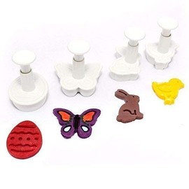 Yolli Fondant Cutter Plunger Set 4pcs Easter Bunny Egg Chick Butterfly