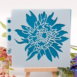 Lottoy Flower DIY hollow out design PET plastic stencil, perfect for textile design, wall design, windows, paper, scrapbooking, children's crafts, 13 x 14 cm / 5.12 x 5.51 inches.