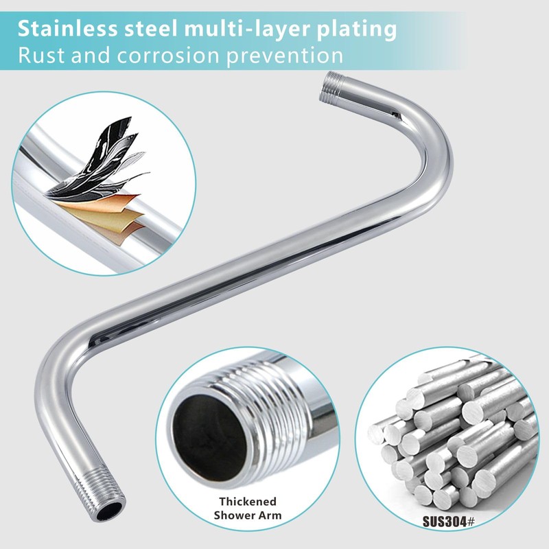 Nuodan Shower Head Extension Arm with Flange, S Shaped High
