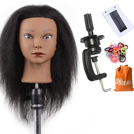 Xtrend 100% Human Hair Hairdressing Training Head Hairdresser Training Head for Hairdressing and Braiding (Table Clamp, Stand Included)