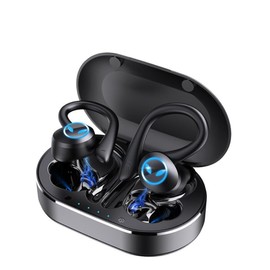 Sxhlseller Bluetooths Headphones, Q23 PRO Wireless Earbuds BT 5.1 Waterproof Noise Cancelling Earphone with Mic Earhook, Ideal for Sports Travel (Black)