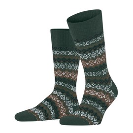 FALKE Mens Aspen Socks Breathable Climate Regulating Odour Inhibiting Wool Cashmere Patterned 1 Pair, Green (Hunter Green 7441)