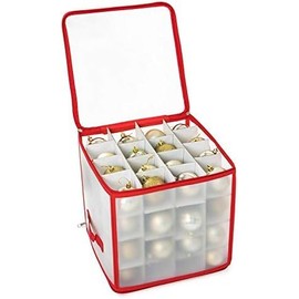 Akranini Christmas Baubles for Storage, Storage Box, Christmas Baubles with 4 Levels, Removable with Handles, 64 Ball Storage Bags, 32 x 32.5 x 33 cm