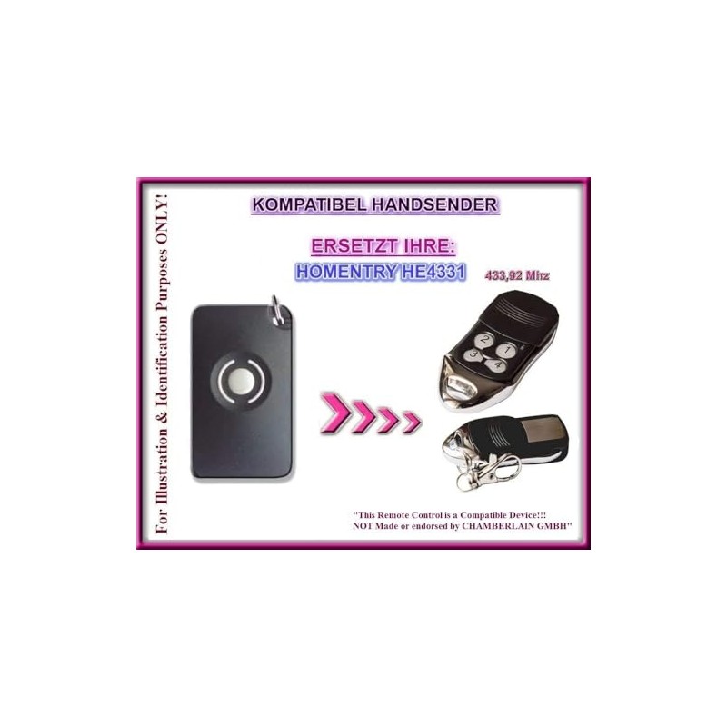 Homentry HE4331 Kompatibel Funkhandsender 433,92 MHz Rolling Code - Universal
