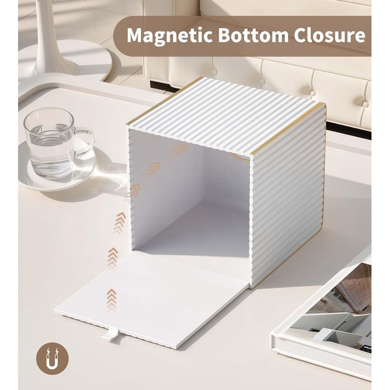 Tissue Box Cover Square with Magnetic Closure, PU Leather Tissue