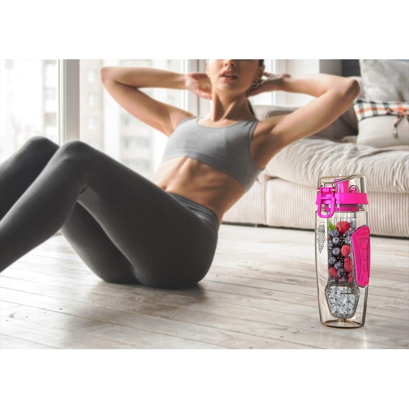 willceal Fruit Infuser Water Bottle 32oz Durable with Removable Ice