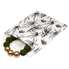 LaTisoro 300 Bags of our White Kraft, 5"" x 7"" Hemp theme pattern flat paper bags for stores, dispensaries, treats, gifts, promotions, and more.