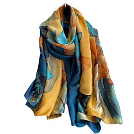 NUWEERIR Womens 100% Large Mulberry Silk Scarf Long Satin Scarf Fashion Lightweight Wraps