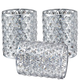 Doraimi Lighting 3 Pack Polyhedral Crystal Metal Pendant Ceiling Chandelier Wall Sconce Lamp Replacement Covers Shade Fixture Chrome Finish,1.66" Fitter Size,5.6" high*4.4" Diameter