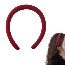 Christmas Padded Wide Thick Headband for Girls Women Christmas Hair Accessories Vintgae Soft Headband Hiarband Non Slip Red Headwear Headband No Teeth Headband Christmas Hair Band for Women's Hair