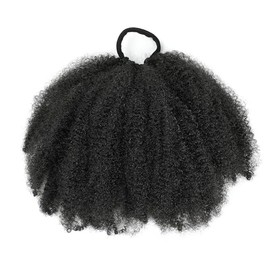 Lyric Selection Afro Puff Ponytail Extension for Black Women (1B/Natural Black, 10Inch)