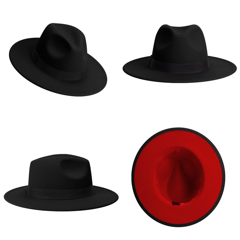 SAJUZEN Womens & Mens Fedora Hats, Wide Brim Fedora Hats