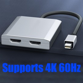 tunghey Mini Displayport to Dual HDMI Splitter Dual 4K@60Hz Resolution,MDP to 2 HDMI Hub Multi Stre-am Transport Support 4K Resolution for Windows and Ma-c System