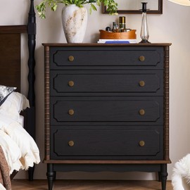 RZDEAL Antique Brass Cabinet Knobs Pulls, Solid Brass Cabinet Drawer Dresser Retro Knobs Traditional Handles(1-1/8"x1-1/8/28mmx28mm), 4 Pack