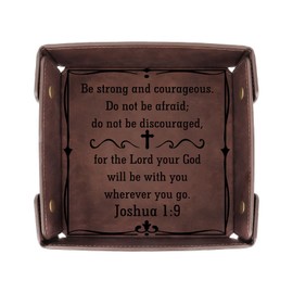 Christian Gifts for Women Men Valet Tray,Bible Religious Faith Prayer Inspirational Baptism Sobriety Gifts for Women Christmas Birthday Easter Holy Communion Bedside Organiser PU Leather Tray