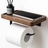 Rzoklot Toilet Paper Holder with Walnut Wood Shelf – Adhesive