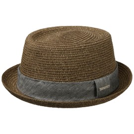 Stetson Straw Hat Pork Pie Robstown Toyo - Sun Hat Women/Men - Beach Hat - Hat Made of Toyo Straw with Sun Protection 40 - Fedora Spring/Summer - Sun Hat, brown