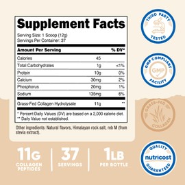 Nutricost Collagen Peptides Powder 1LB (454 G) (Vanilla) - Grass Fed Bovine Collagen Hydrolysate