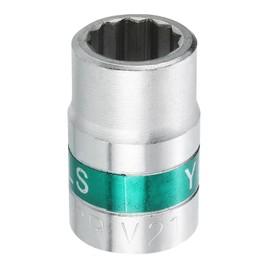 sourcing map 3/4" Drive 12 Points Socket 21mm Metric Shallow Impact Socket 40CR Galvanizing Flip Spindle Nut Impact Grade for Home Auto Nuts Bolts Repair, Silver Green