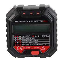 HT107D LCD Digital Display Socket Outlet Tester Mains Fault Check Tool Detector Electroscope  90‑