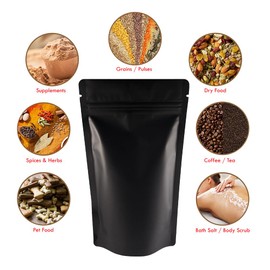 25pcs Sealable Matt Pouches Resealable Bags Ziplock, Sealable Matt Bags Reusable Mylar Baggies Heat Seal Packaging Bags for Food Storage (Black Matt, 16x23cm)