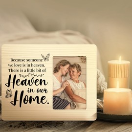 YYLYMX Memorial Gifts for Loss Loved One, Sympathy Picture Frame, Because Someone We Love Is in Heaven, 4x6 Inch Photo