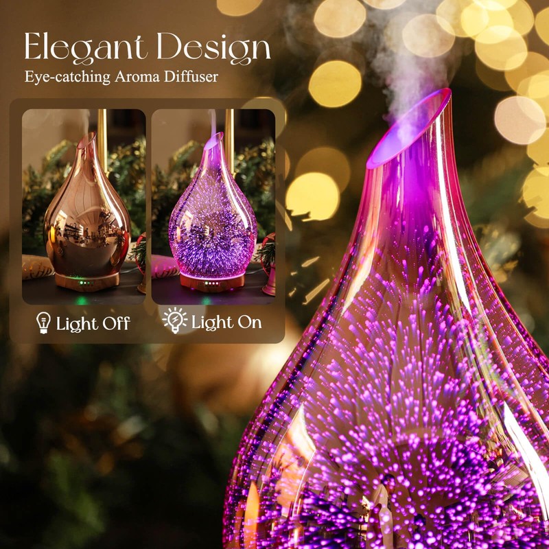Porseme 280ML Essential Oil Diffuser, Aroma Ultrasonic Humidifier with Remote