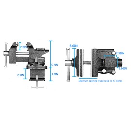 MYTEC 2-In-1 Bench Vise Heavy Duty for Workbench, 6.0" black, Upgraded Multi-Purpose Table Vice, Universal Rotate 270°Work Clamp-On Vise