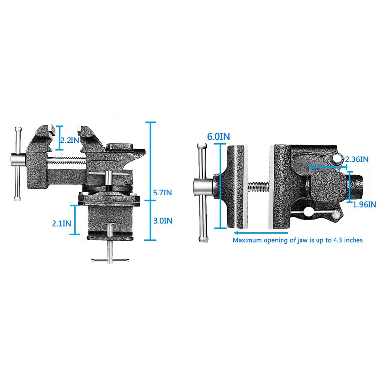 MYTEC 2-In-1 Bench Vise Heavy Duty for Workbench, 6.0" black,