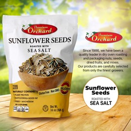 MIXED NUTS Roasted Sunflower Seeds by Premium Orchard - Original Lightly Salted Sunflower Seed In-Shell with Sea Salt Non GMO Gluten Free Snack Vegan KETO Friendly Snacks Low Carb Snack - 1 Bag