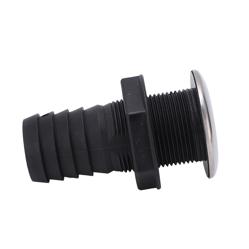 1 1/2in Through Hull Drain Straight Black with Stainless Steel