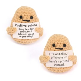 2pcs 7cm Stuffed Potato Toy Knitting Yarn Cute Expression Funny Potato Doll Toy for Home Decoration