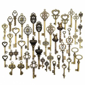 COYUN Vintage Key Decorative Keys, Antique Keys, Vintage Skeleton Keys Flying Keys, Vintage Antique Pendant Set, Pack of 46