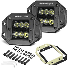 OFFROADTOWN Flush Mount LED Pods 2PCS 5 Inch 120W CREE LED Spot Backup Reverse Lights Offroad Driving Lights Flush Mount LED Lights Bumper Lights for Truck Pickup ATV UTV SUV Ford