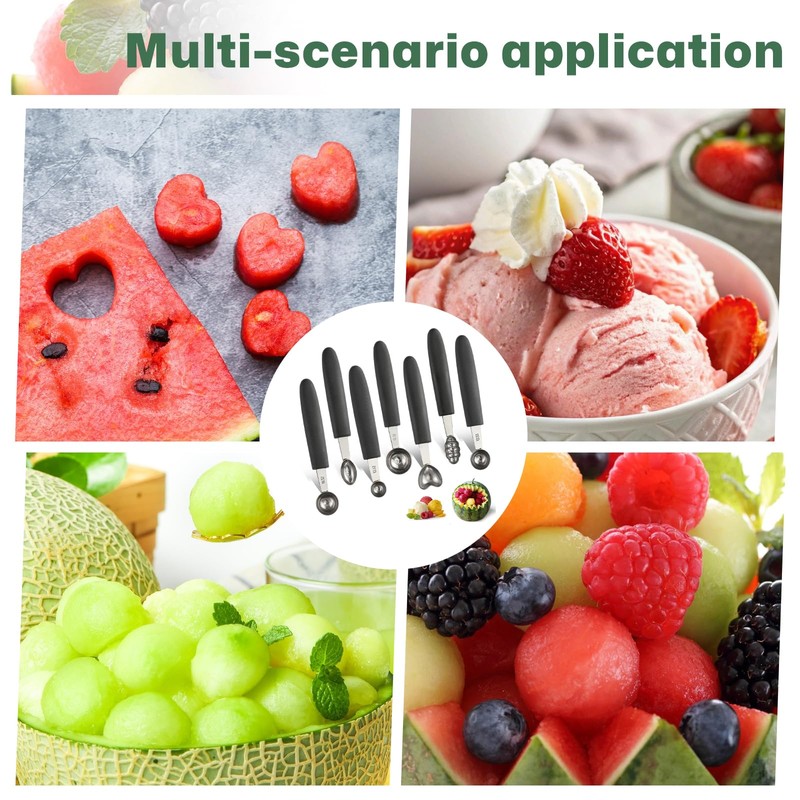 7Pcs Stainless Steel Melon Baller Scoop Set, Baller Scoop with