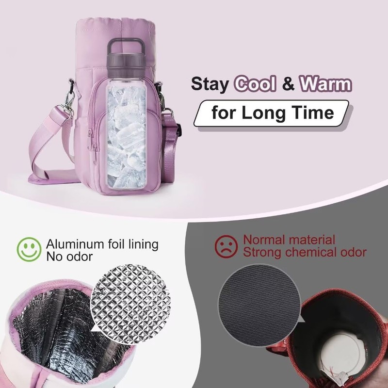 Water Bottle Holder with Strap, 4 Big Pockets with Compartment,