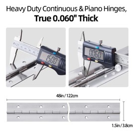 2 Pack Heavy Duty Piano Hinge 30 Inch x 1.5 Inch, 0.060'' Thick Stainless Steel Piano Hinge with Holes, 30" Continuous Hinges for Cabinet Doors DIY Wood Boxes Furniture Industrial Project