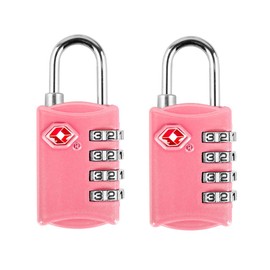 DKY 2 Pack TSA Luggage Locks - Approved Travel Lock for Suitcases & Baggage Combination Lock - 4 Digit Padlock for School Gym Sports Locker Fence Toolbox Case Hasp Storage - Pink