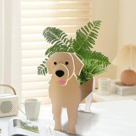 UTYIKR Dog Shape Plant Container,Face Flower Pots for Indoor and Outdoor Plants (Golden Retriever)