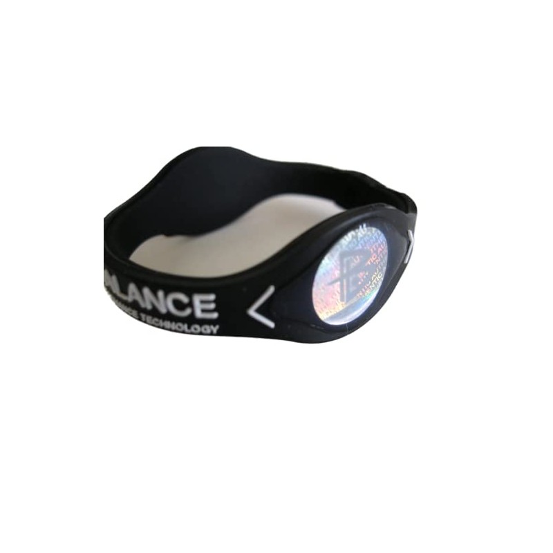 Power Balance Silicone Wristband Bracelet Small Black W/White Letters