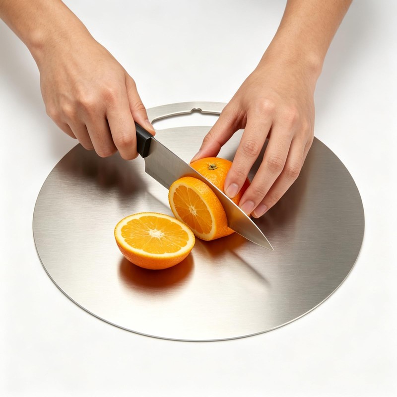 304 stainless steel cutting board mat, heavy-duty solid round double-sided