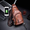 BULLCAPTAIN Leather Sling Bag Mens Chest Bag Casual Shoulder Crossbody