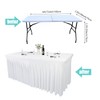 1 Pack 72''Lx30''Wx30''H White Table Skirt for 6 Foot Rectangle