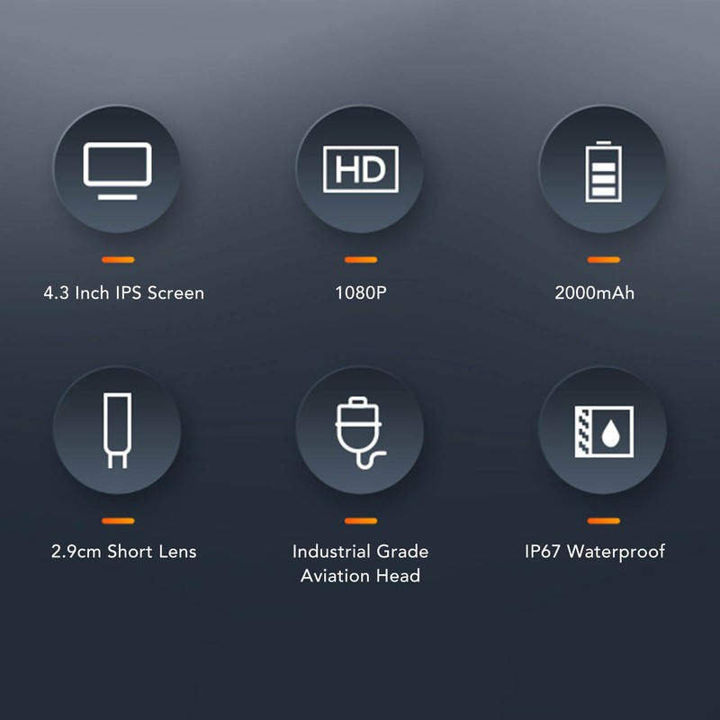 Endoscope Camera 4.3 Inch HD 1080P Inspection Snake Camera with