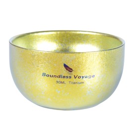 Boundless Voyage Ti3082D Titanium Boar Cup Double Layer Camping Hot Sake Cup Ultra Lightweight Heat Resistant Burning Resistant Rust No Paint Mini Cup Sake Cup Tea Cup (Gold Single Piece)