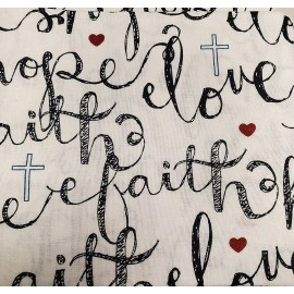 Fat Quarter - Faith Hope Love Bible Verse 18" x 21" Precut Cotton Fabric M203.15