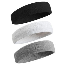 Zvorgath Sports Headband, Sweat Band, for Men & Women, Moisture Wicking Athletic Sweatband for Gym Workout, Tennis, Basketball, Running, 3 PCS