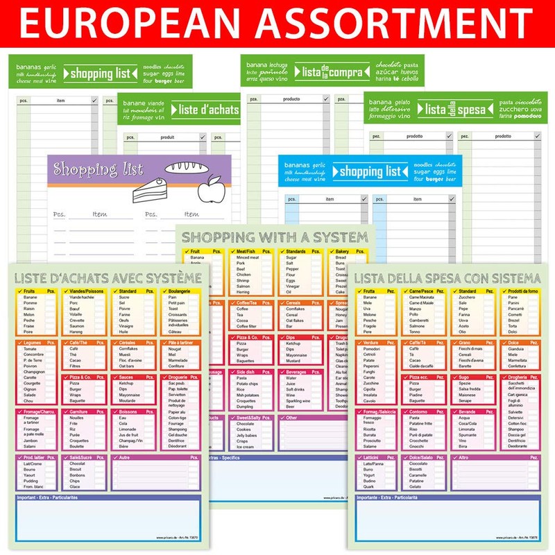 PRICARO Typo Shopping List Blue A5 Pack of 3